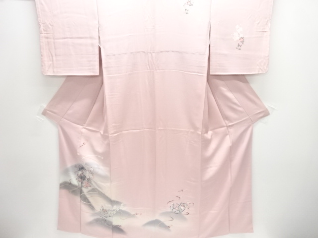 几帳に草花模様訪問着